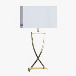 Bordlamper ^ By Rydéns Omega bordlampe messing/hvid højde 52cm