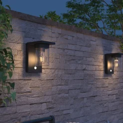Solcelle Lampe Med Sensor|Væglampe Med Sensor ^ Calex Asti udendørs LED-væglampe, sensor, IP44, sort
