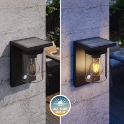 Solcelle Lampe Med Sensor|Væglampe Med Sensor ^ Calex Asti udendørs LED-væglampe, sensor, IP44, sort