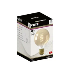 Filament Pære ^ Calex E27 G80 3,8W LED-filament Flex 821 guld dim