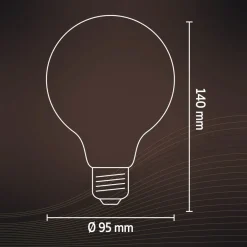 Calex Dæmpbar Led-Pære|Filament Pære > E27 G95 4,5 W LED-filament guld 821, dæmpes