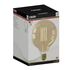 Dæmpbar Led-Pære|Filament Pære ^ Calex E27 G125 4,5 W LED-filament guld 821, dæmpes