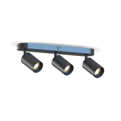Calex Loftlamper|Loftlamper > GU10 loftspot, sort, længde 37 cm, 3 lyskilder, metal
