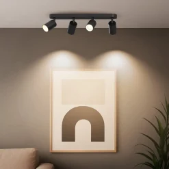 Calex Spotlights > GU10 loftspot, sort, længde 49 cm, 4 lyskilder, metal