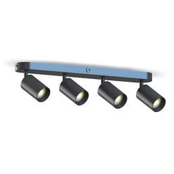 Calex Spotlights > GU10 loftspot, sort, længde 49 cm, 4 lyskilder, metal