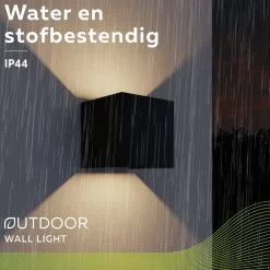 Væglampe Med Sensor|Væglamper ^ Calex LED genopladelig sensor udendørs væglampe, op/ned, sort