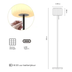 Solcellelamper ^ Calex LED-solcellegulvlampe, IP44, trækafbryder