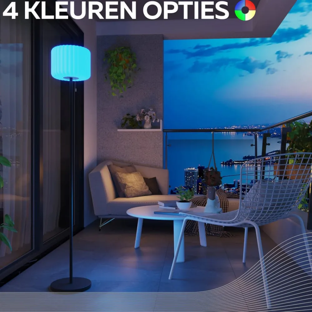 Solcellelamper ^ Calex LED-solcellegulvlampe, IP44, trækafbryder