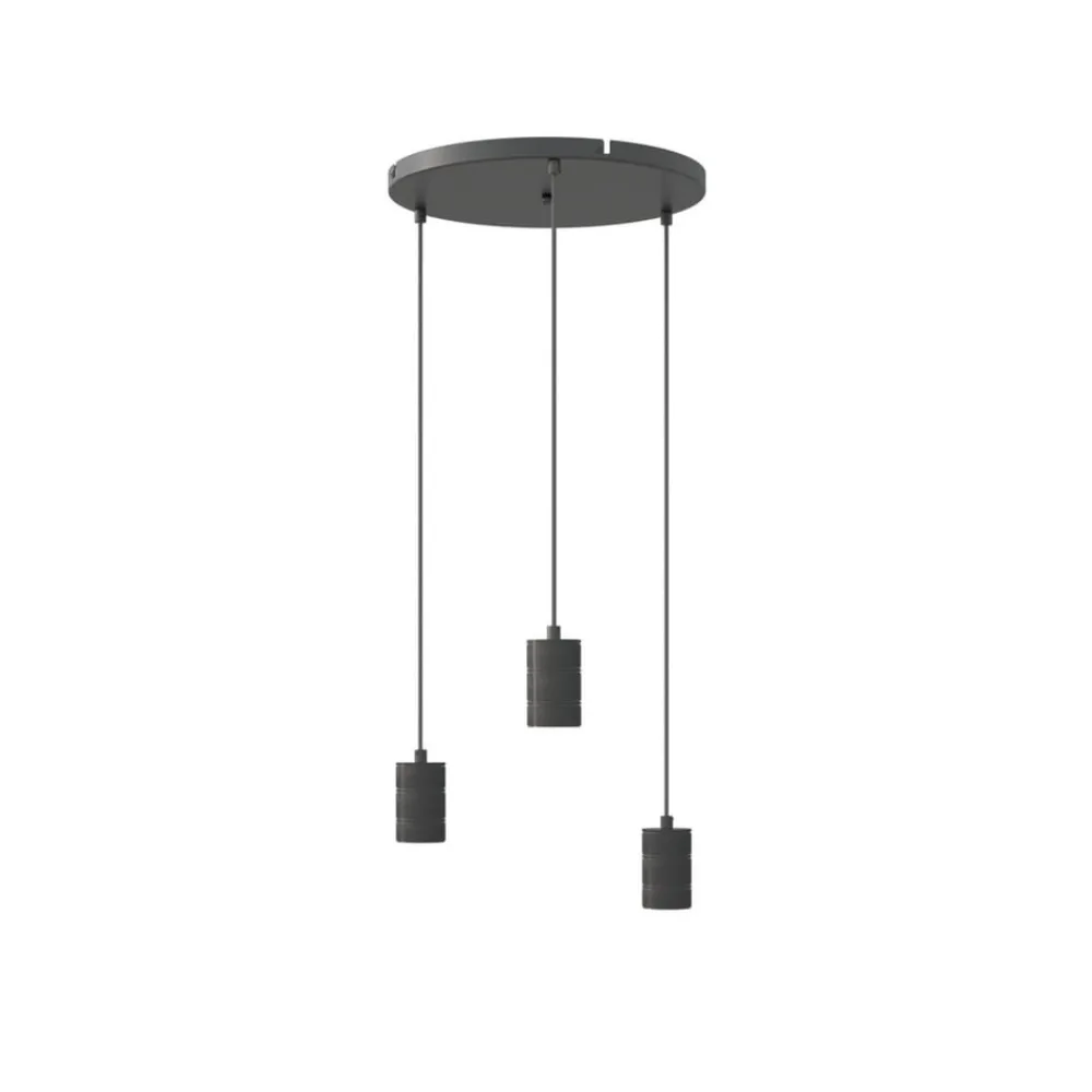 Calex Pendellamper > Retro pendellampe, rund, 3 lyskilder, sort
