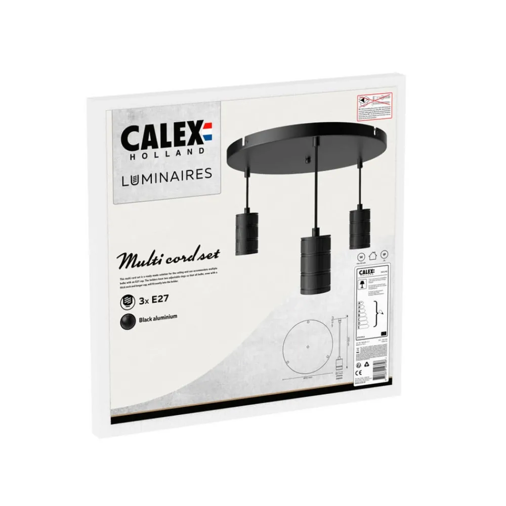 Calex Pendellamper > Retro pendellampe, rund, 3 lyskilder, sort