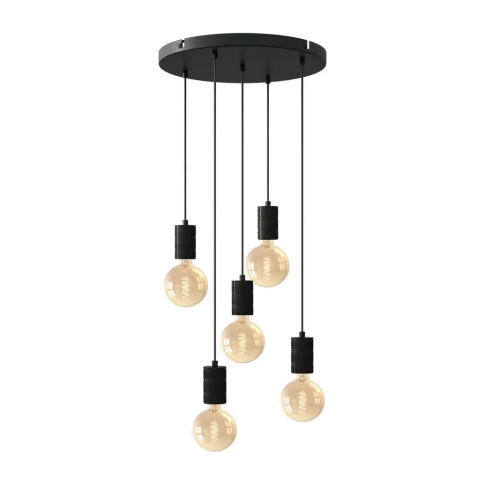 Calex Pendellamper > Retro pendellampe, rund, 5 lyskilder, sort