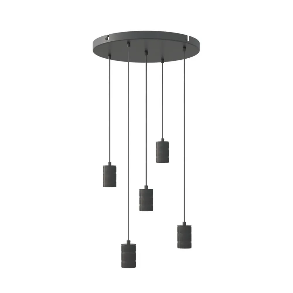 Calex Pendellamper > Retro pendellampe, rund, 5 lyskilder, sort