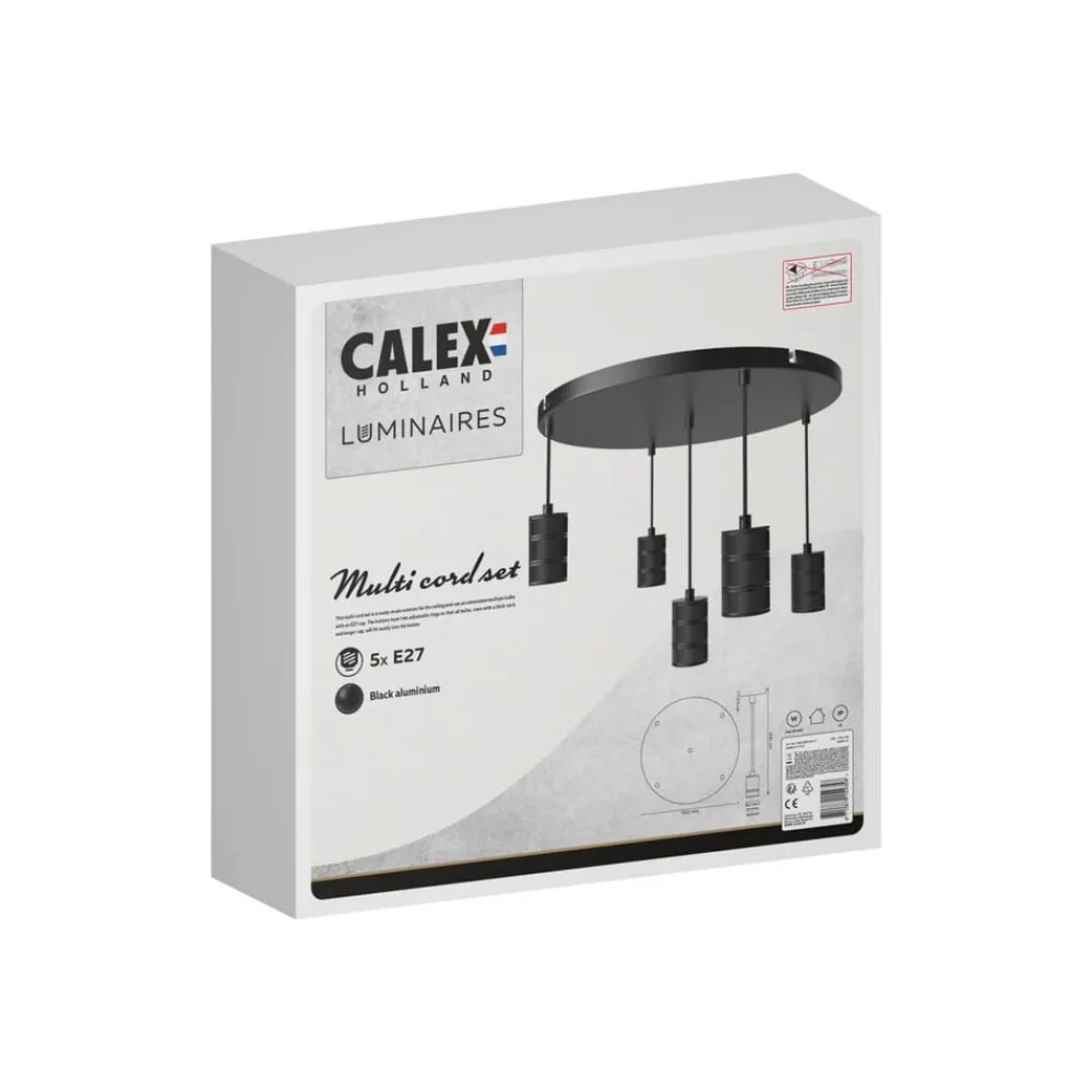 Calex Pendellamper > Retro pendellampe, rund, 5 lyskilder, sort