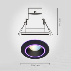 Calex Loftlamper|Indbygningsspots > Smart Halo downlight CCT RGB sort