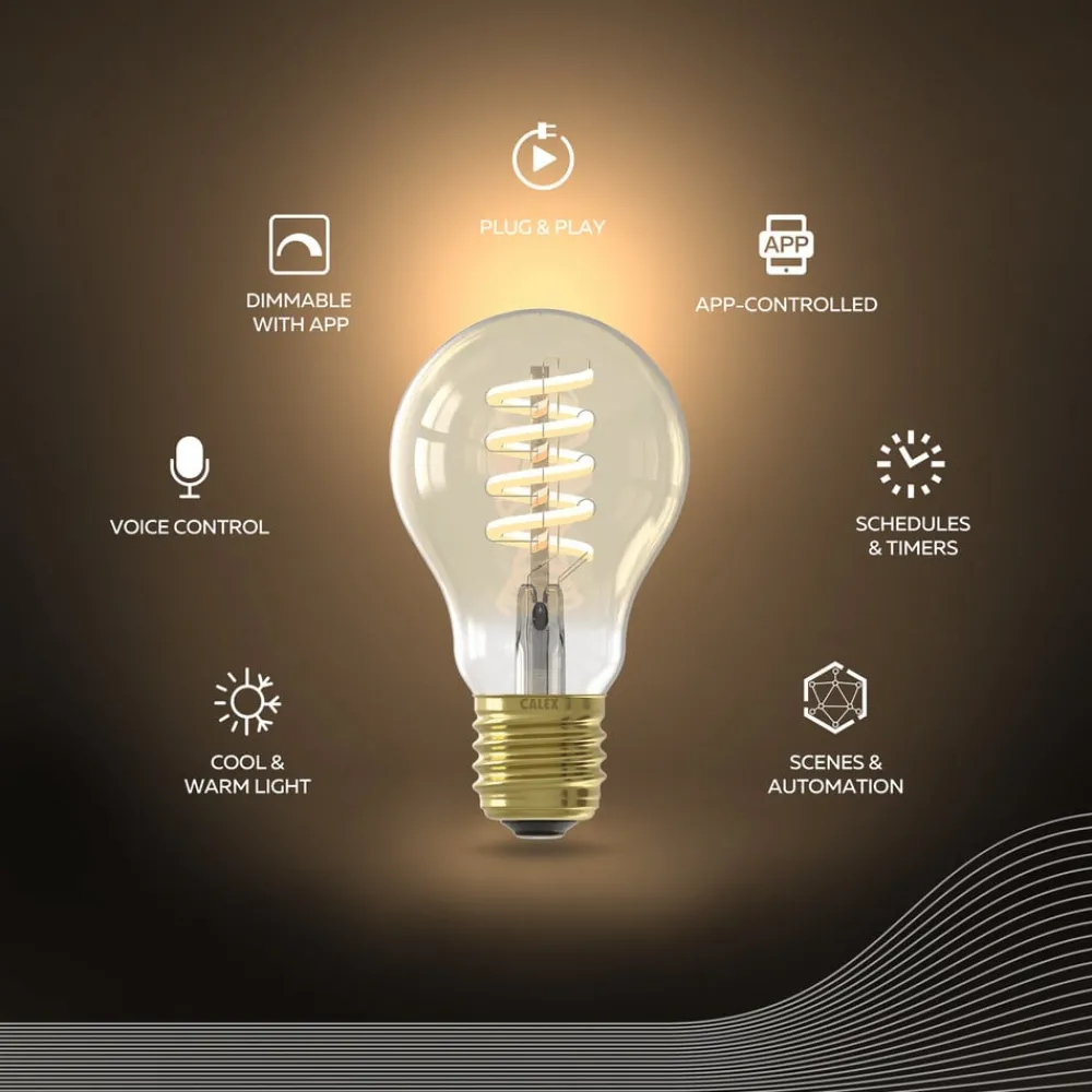 Calex Smarte Lyskilder > Smart LED E27 7W A60 1800 - 3000 K Glødetråd