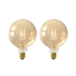 Dæmpbar Led-Pære|Filament Pære ^ Calex Smart LED globepære E27 G95 7W CCT sæt med 2 stk