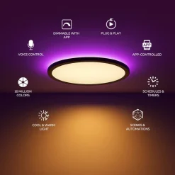 Calex Loftlamper|Loftlamper > Smart LED-loftlampe HALO Ø 40 cm sort IP54 RGB CCT
