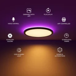 Calex Gang|Loftlamper > Smart LED-loftlampe HALO Ø 30 cm sort IP54 RGB CCT