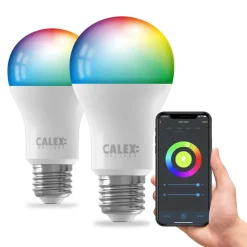 Calex Dæmpbar Led-Pære|Smarte Lyskilder > Smart LED-pære E27 A60 9,4W CCT RGB sæt med 2 stk