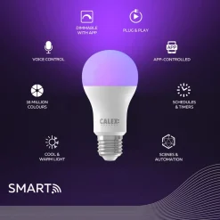 Calex Dæmpbar Led-Pære|Smarte Lyskilder > Smart LED-pære E27 A60 9,4W CCT RGB sæt med 2 stk