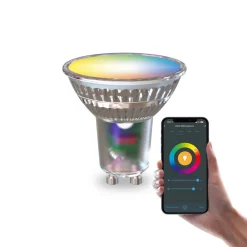 Dæmpbar Led-Pære|Smarte Lyskilder ^ Calex Smart LED-pære Reflektor GU10 4,9W RGB CCT 5cm