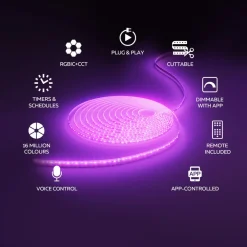 Calex Led Strips > Smart LED-strip, længde 30 m, RGB, CCT fjernbetjening
