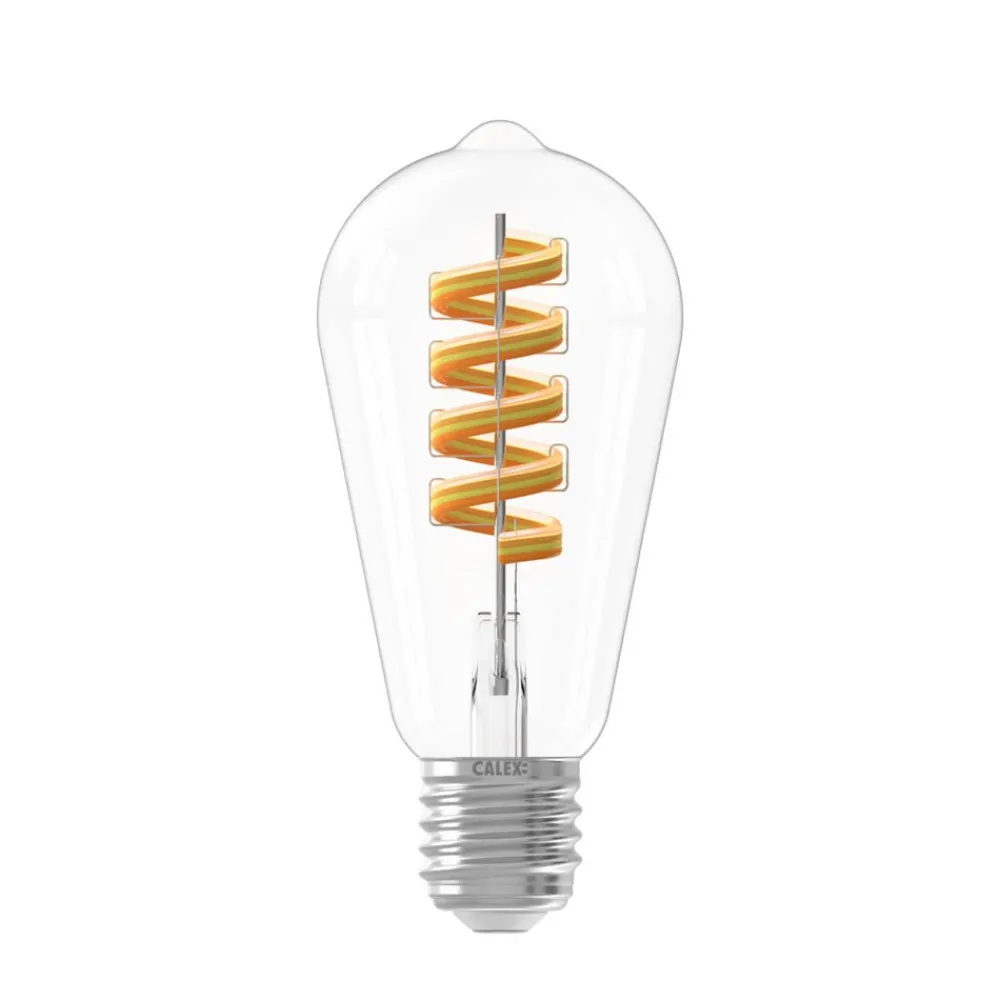 Dæmpbar Led-Pære|Filament Pære ^ Calex Smart Rustic E27 ST64 LED 4,9W Filament RGBW