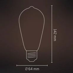 Dæmpbar Led-Pære|Filament Pære ^ Calex Smart Rustic E27 ST64 LED 4,9W Filament RGBW