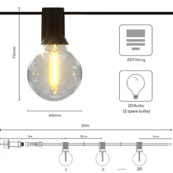 Dekorationsbelysning|Solcellelamper ^ Calex Solar-LED-lyskæde Vista, længde 10 meter, IP44