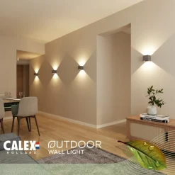 Calex Væglamper > udendørs LED-væglampe Cube, op/ned, højde 10 cm, antracit