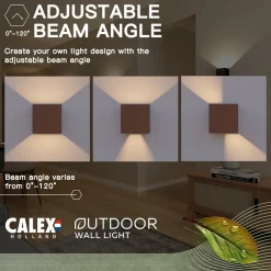 Væglamper ^ Calex udendørs LED-væglampe Cube, op/ned, højde 10 cm, rustbrun
