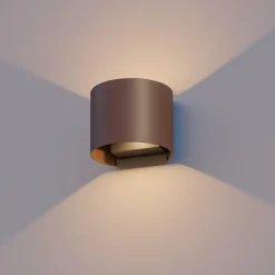 Calex Væglamper > udendørs LED-væglampe oval, op/ned, højde 10 cm, rustbrun