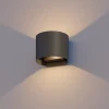 Væglamper ^ Calex udendørs LED-væglampe oval, op/ned, højde 10 cm, sort