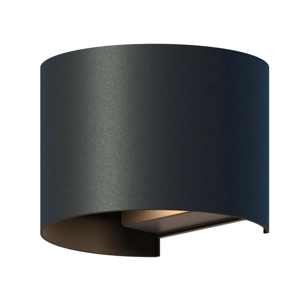 Væglamper ^ Calex udendørs LED-væglampe oval, op/ned, højde 10 cm, sort