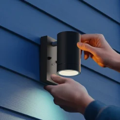 Væglamper ^ Calex udendørs væglampe Alba GU10, Downlight, sort, sensor