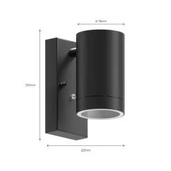 Væglamper ^ Calex udendørs væglampe Alba GU10, Downlight, sort, sensor
