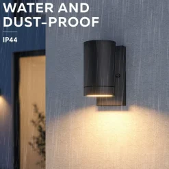 Væglamper ^ Calex udendørs væglampe Alba GU10, Downlight, sort, sensor