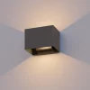 Væglamper ^ Calex udendørs væglampe Rektangel op/ned højde 10 cm antracit