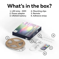 Calex Led Strips > Vista LED-strip, længde 30 m, RGB, CCT fjernbetjening