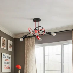 HELAM Loftlamper > Cambridge loftlampe, 4 lyskilder, sort-rød