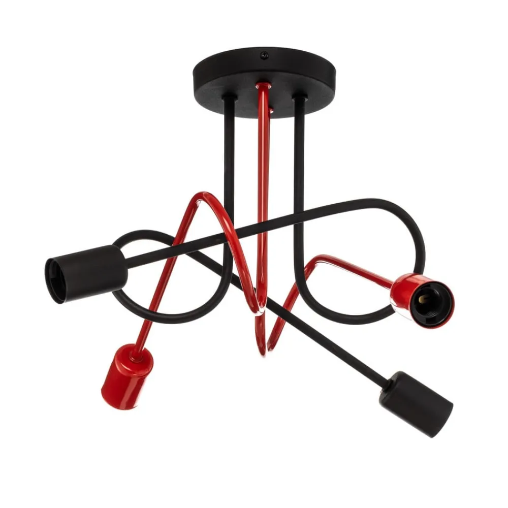 HELAM Loftlamper > Cambridge loftlampe, 4 lyskilder, sort-rød