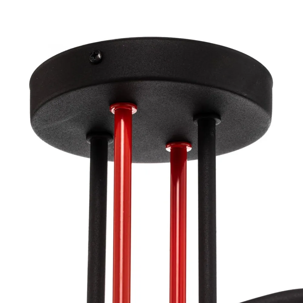 HELAM Loftlamper > Cambridge loftlampe, 4 lyskilder, sort-rød