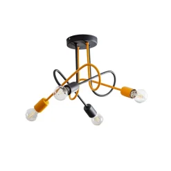 Loftlamper|Loftlamper ^ HELAM Cambridge loftlampe, 4 lyskilder, sort-orange