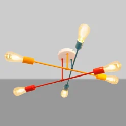 HELAM Loftlamper > Cambridge loftlampe 6 lyskilder, orange-rød-turkis