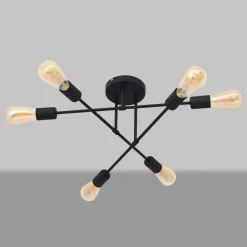Gang|Loftlamper ^ HELAM Cambridge loftlampe, 6 lyskilder, sort