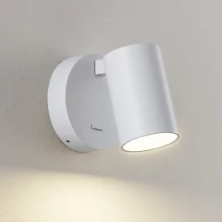 Deko-Light Væglamper|Væglamper > CAN TILT vægspot, hvid, Ø 10 cm, metal, afbryder, GU10