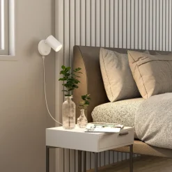 Deko-Light Væglamper|Væglamper > CAN TILT vægspot, hvid, Ø 10 cm, metal, afbryder, USB