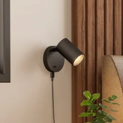 Deko-Light Væglamper|Væglamper > CAN TILT vægspot, sort, Ø 10 cm, metalkontakt USB