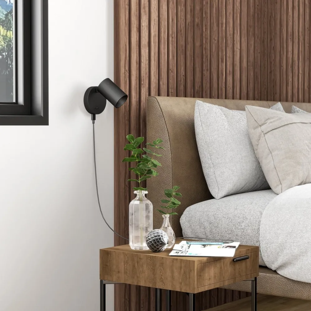 Deko-Light Væglamper|Væglamper > CAN TILT vægspot, sort, Ø 10 cm, metalkontakt USB