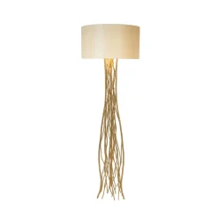 Holländer Gulvlamper|Gulvlamper > Capri gulvlampe, guld/ecru, højde 155 cm, hammerslået jern